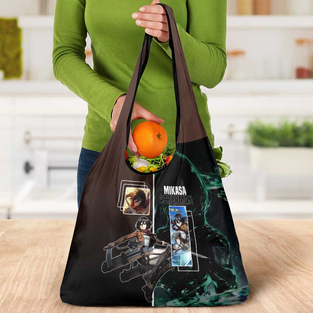Mikasa Ackerman from Attack on Titan Grocery Bag with Sword and Action Pose Design - The Mazicc