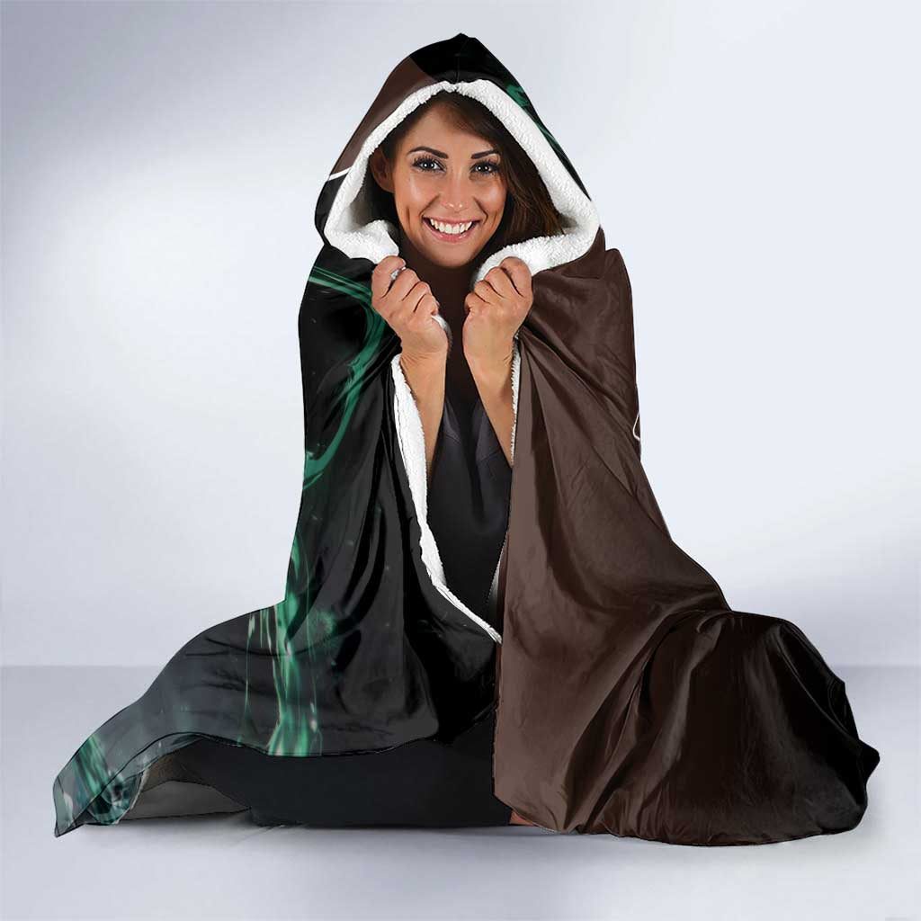 Mikasa Ackerman from Attack on Titan Hooded Blanket with Sword and Action Pose Design - The Mazicc