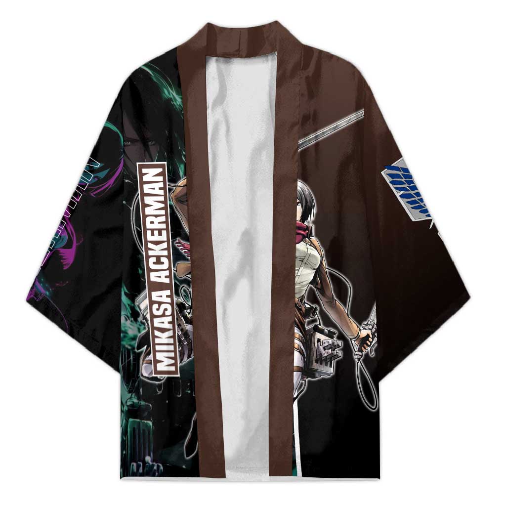 Mikasa Ackerman from Attack on Titan Kimono with Sword and Action Pose Design - The Mazicc