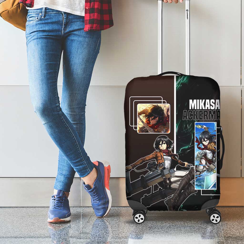 Mikasa Ackerman from Attack on Titan Luggage Cover with Sword and Action Pose Design - The Mazicc