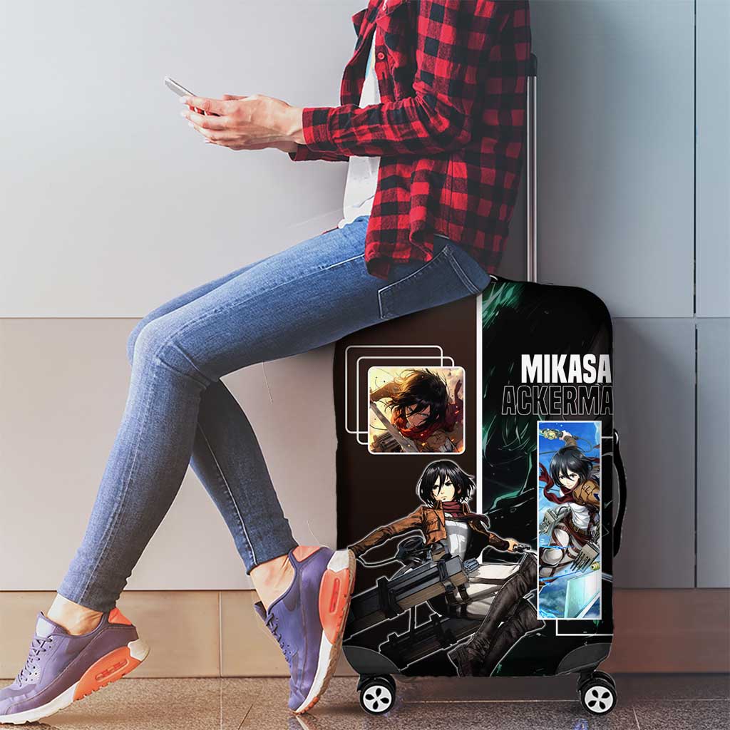 Mikasa Ackerman from Attack on Titan Luggage Cover with Sword and Action Pose Design - The Mazicc