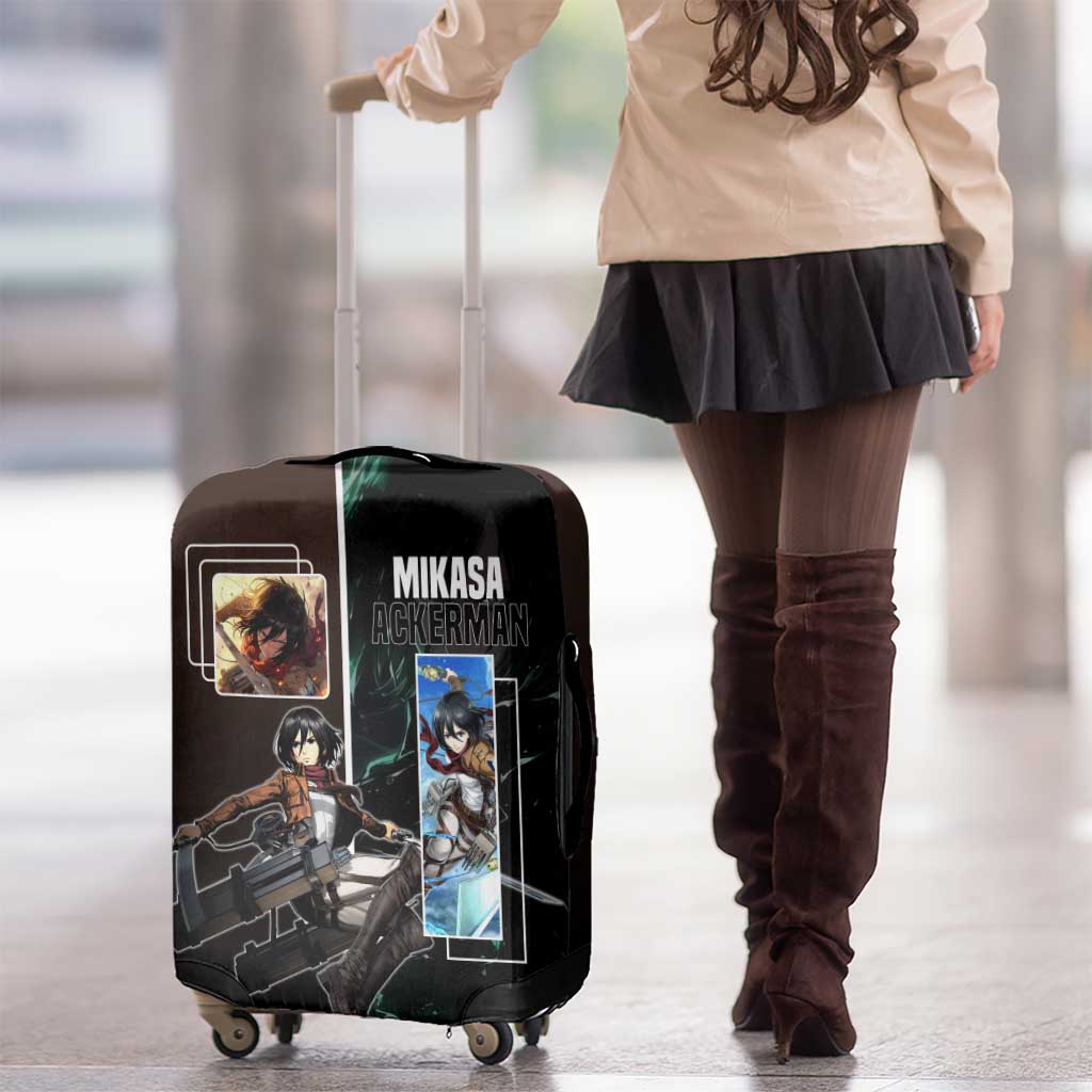 Mikasa Ackerman from Attack on Titan Luggage Cover with Sword and Action Pose Design - The Mazicc