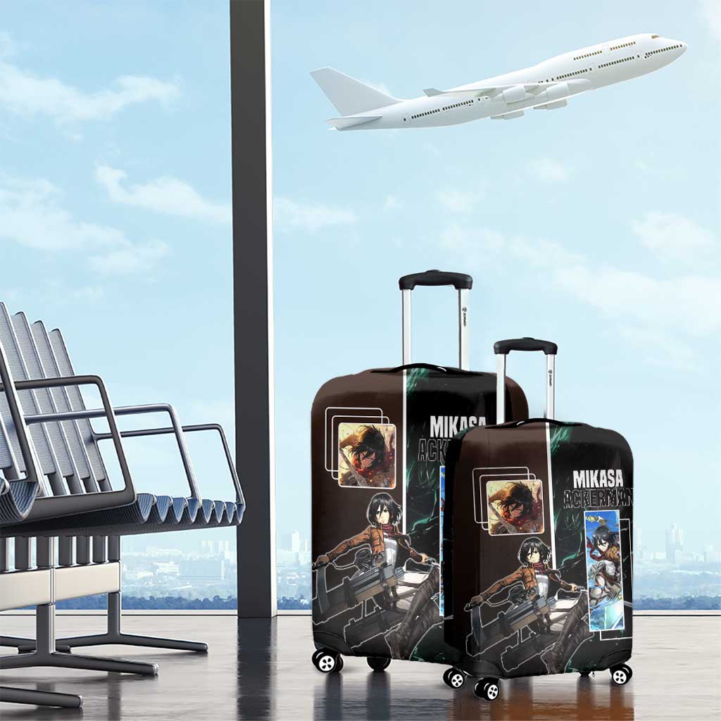 Mikasa Ackerman from Attack on Titan Luggage Cover with Sword and Action Pose Design - The Mazicc
