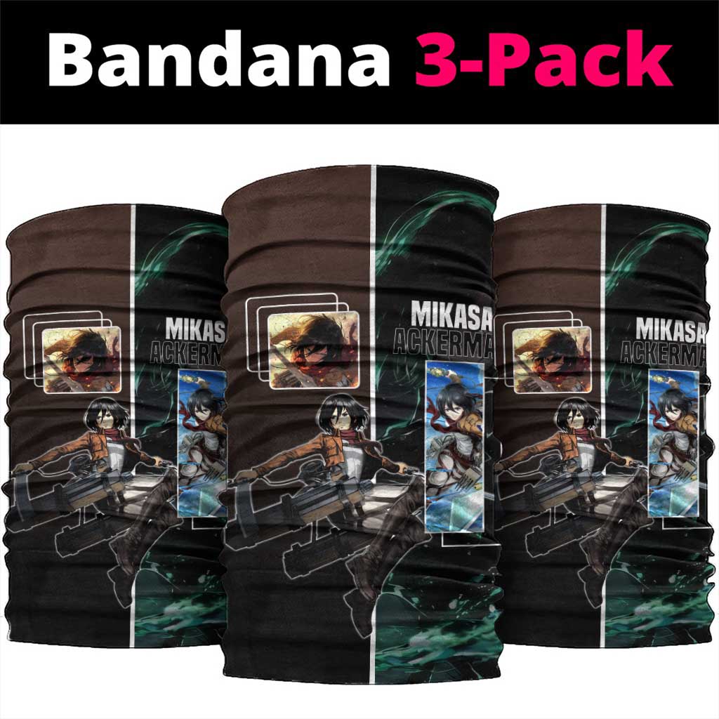 Mikasa Ackerman from Attack on Titan Neck Gaiter with Sword and Action Pose Design - The Mazicc