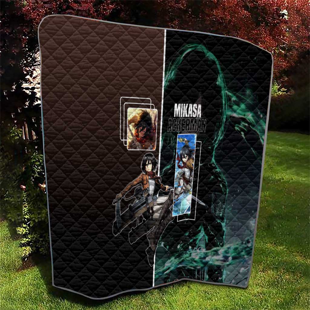 Mikasa Ackerman from Attack on Titan Quilt with Sword and Action Pose Design - The Mazicc