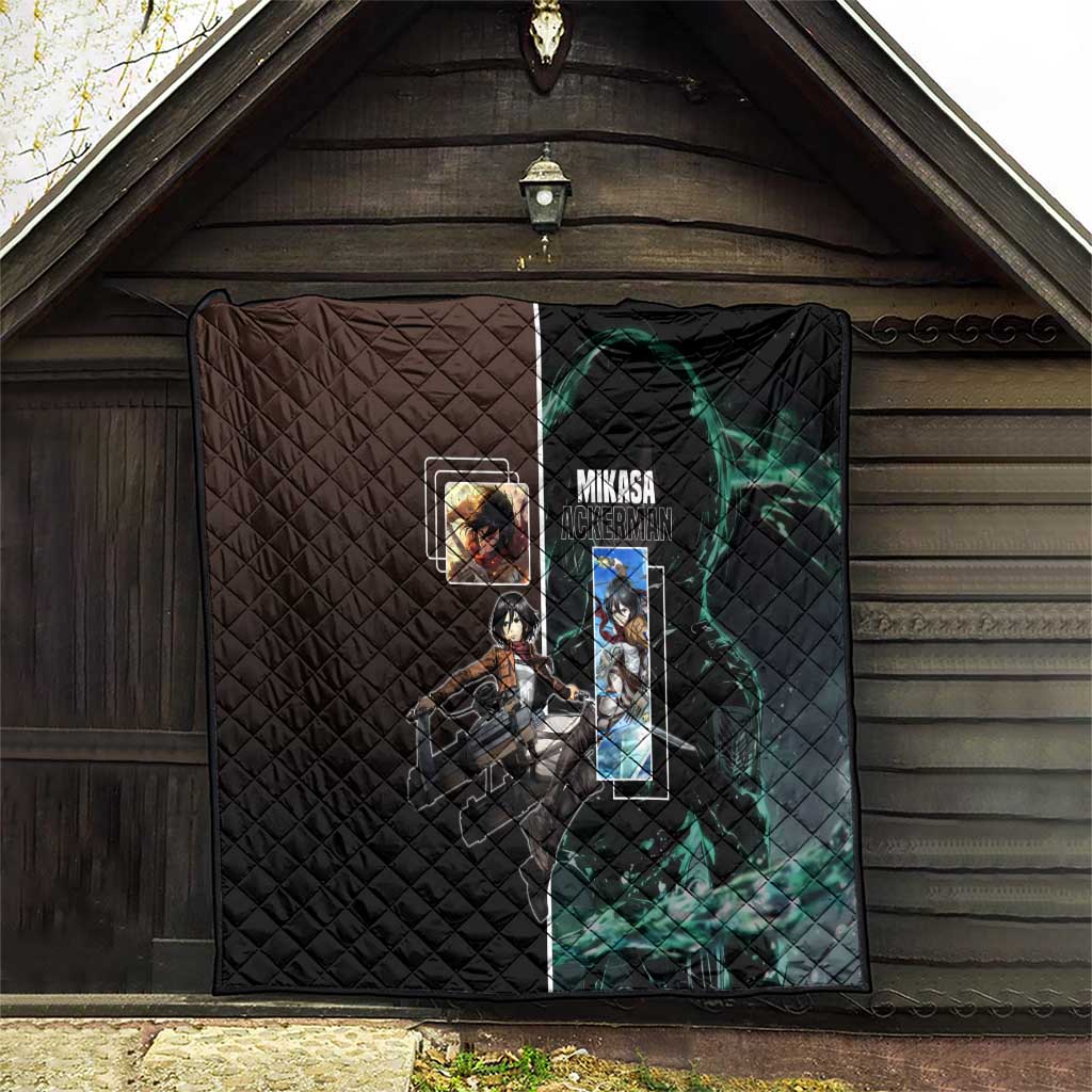 Mikasa Ackerman from Attack on Titan Quilt with Sword and Action Pose Design - The Mazicc