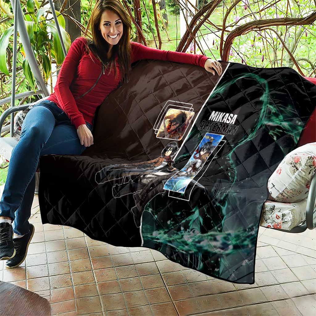 Mikasa Ackerman from Attack on Titan Quilt with Sword and Action Pose Design - The Mazicc