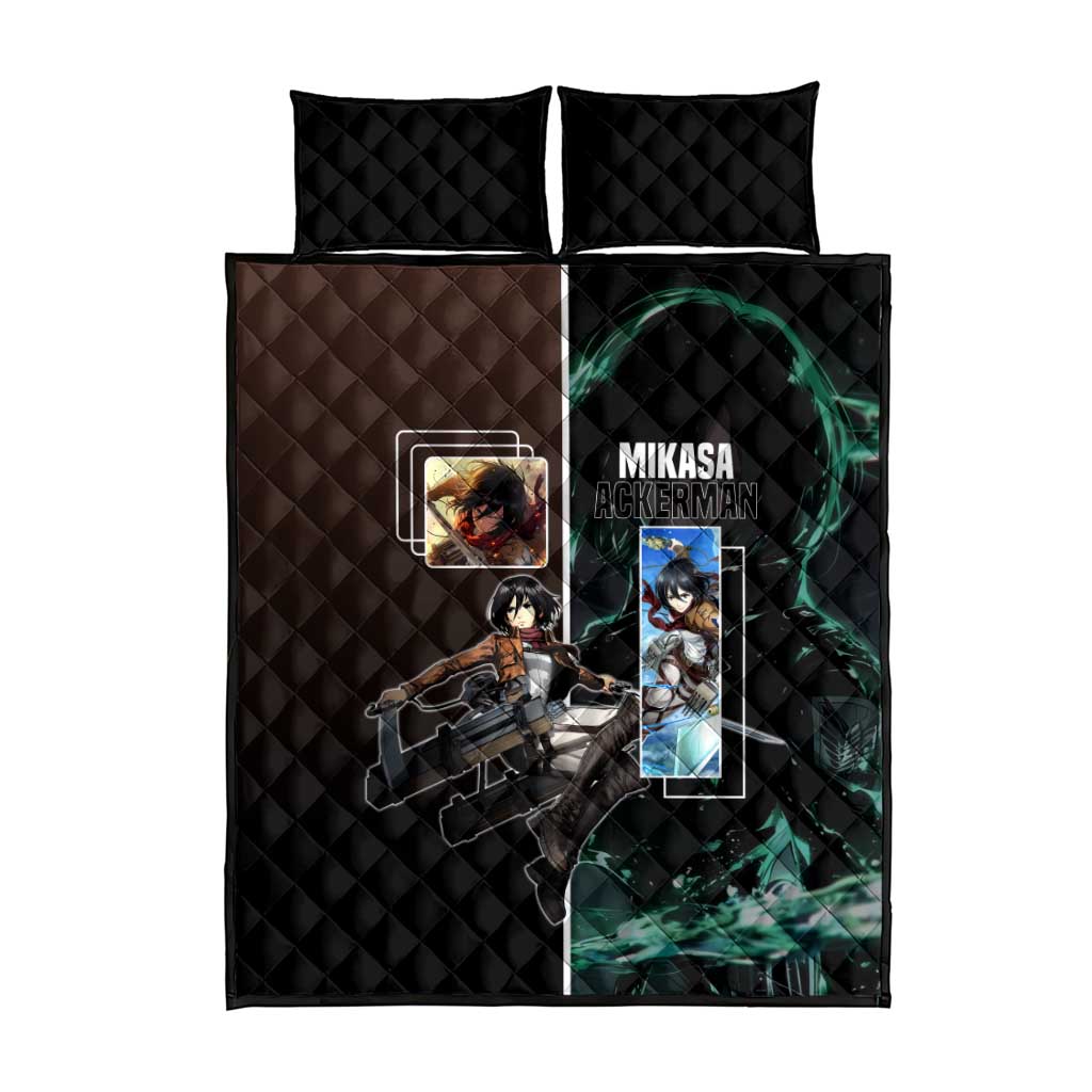 Mikasa Ackerman from Attack on Titan Quilt Bed Set with Sword and Action Pose Design - The Mazicc