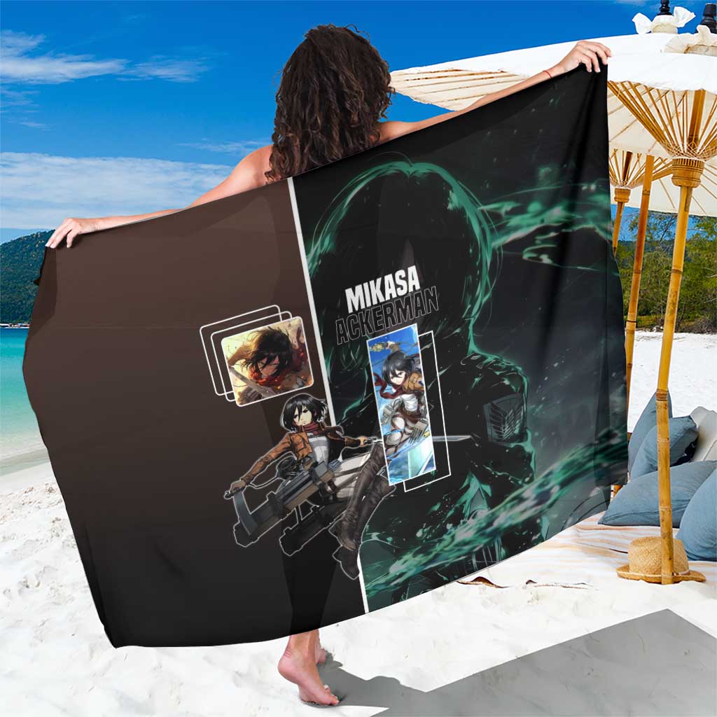 Mikasa Ackerman from Attack on Titan Sarong with Sword and Action Pose Design - The Mazicc