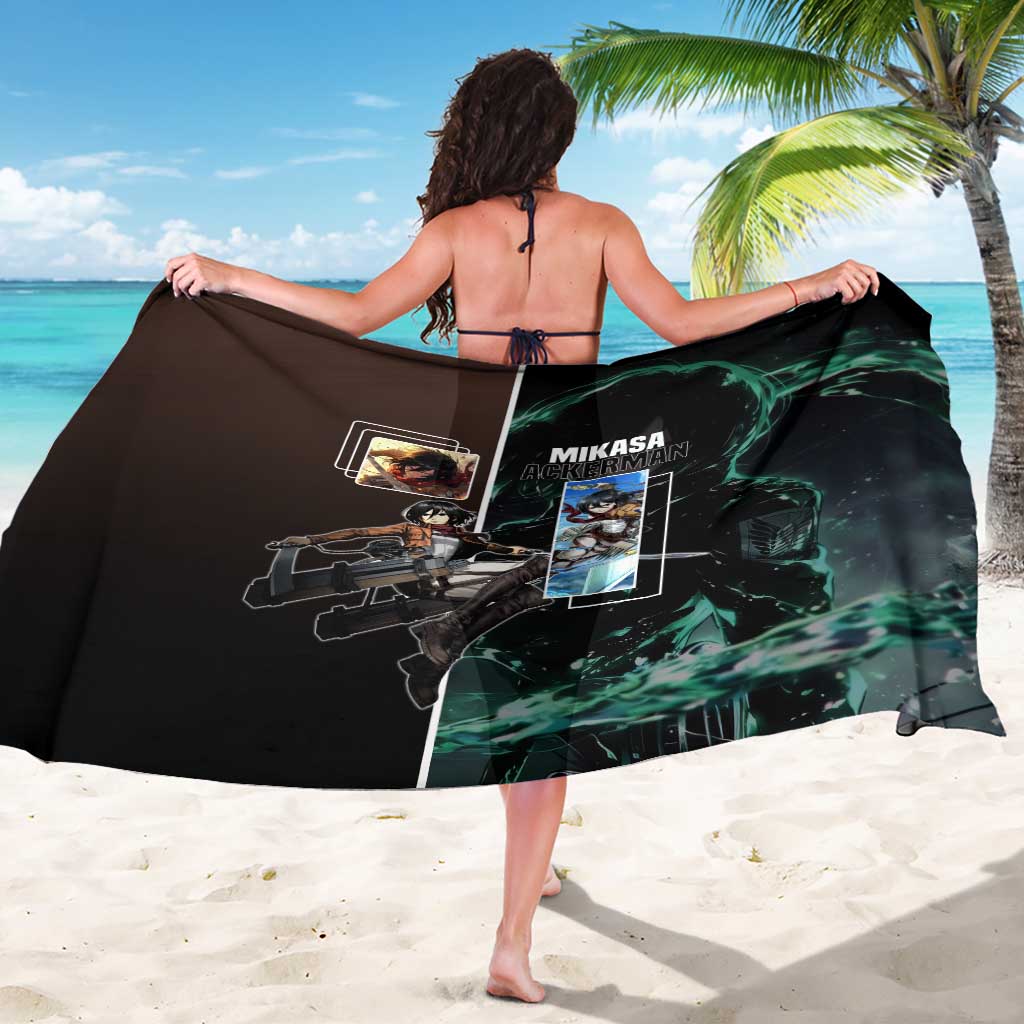 Mikasa Ackerman from Attack on Titan Sarong with Sword and Action Pose Design - The Mazicc