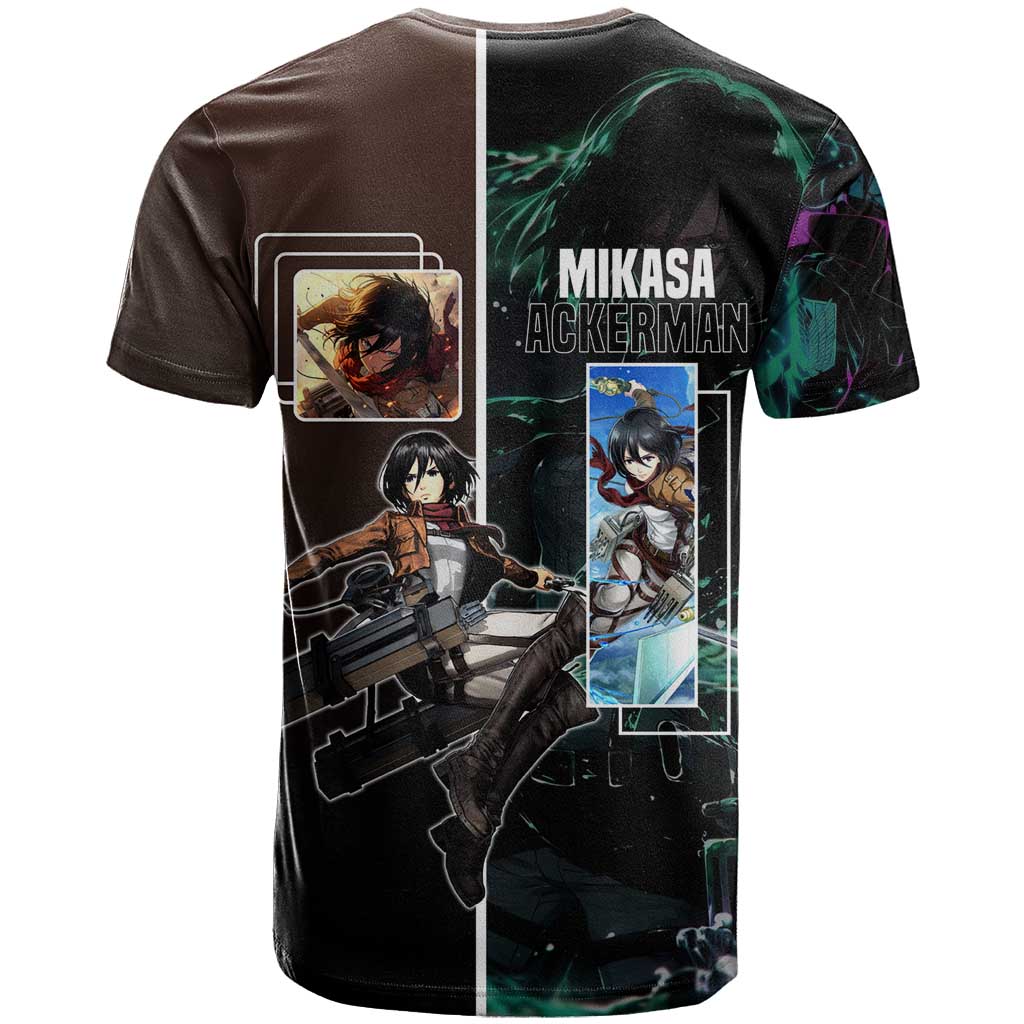 Mikasa Ackerman from Attack on Titan T Shirt with Sword and Action Pose Design - The Mazicc