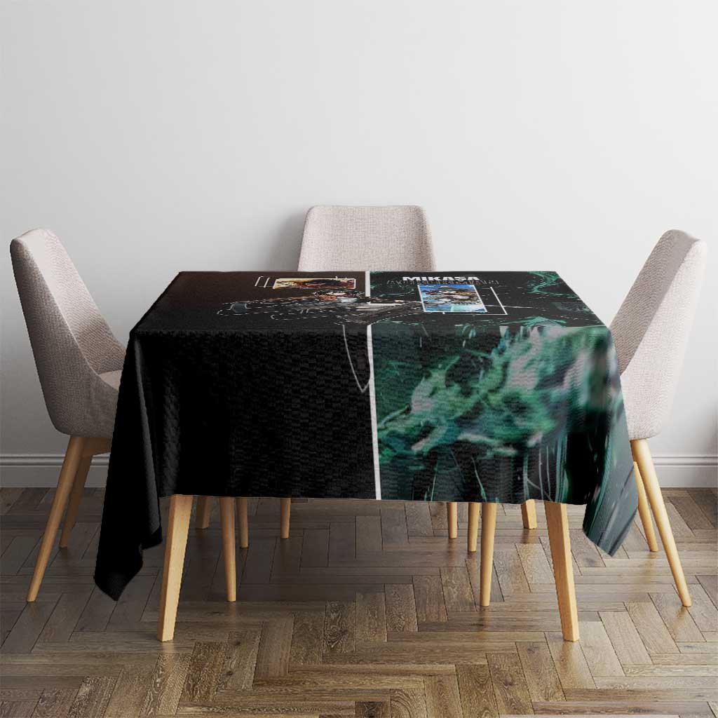 Mikasa Ackerman from Attack on Titan Tablecloth with Sword and Action Pose Design - The Mazicc
