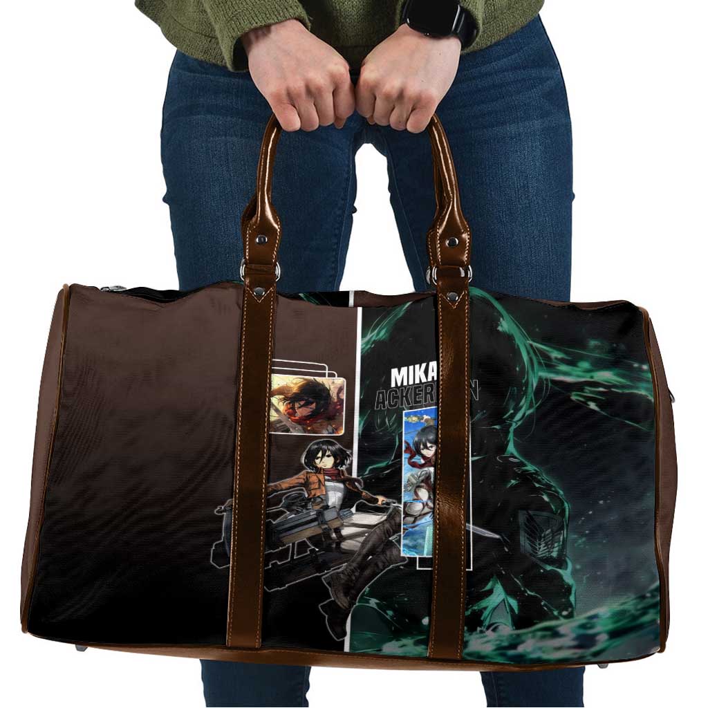 Mikasa Ackerman from Attack on Titan Travel Bag with Sword and Action Pose Design - The Mazicc