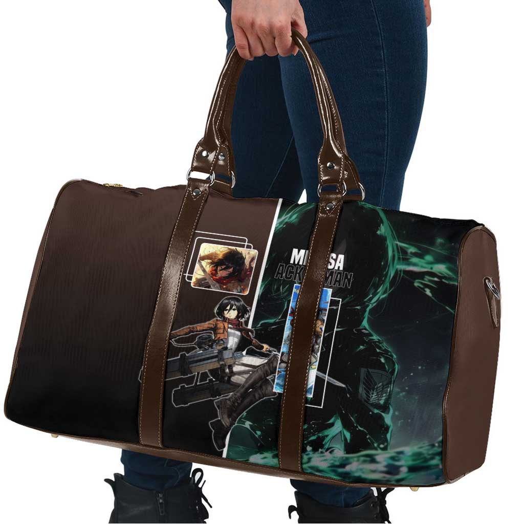 Mikasa Ackerman from Attack on Titan Travel Bag with Sword and Action Pose Design - The Mazicc