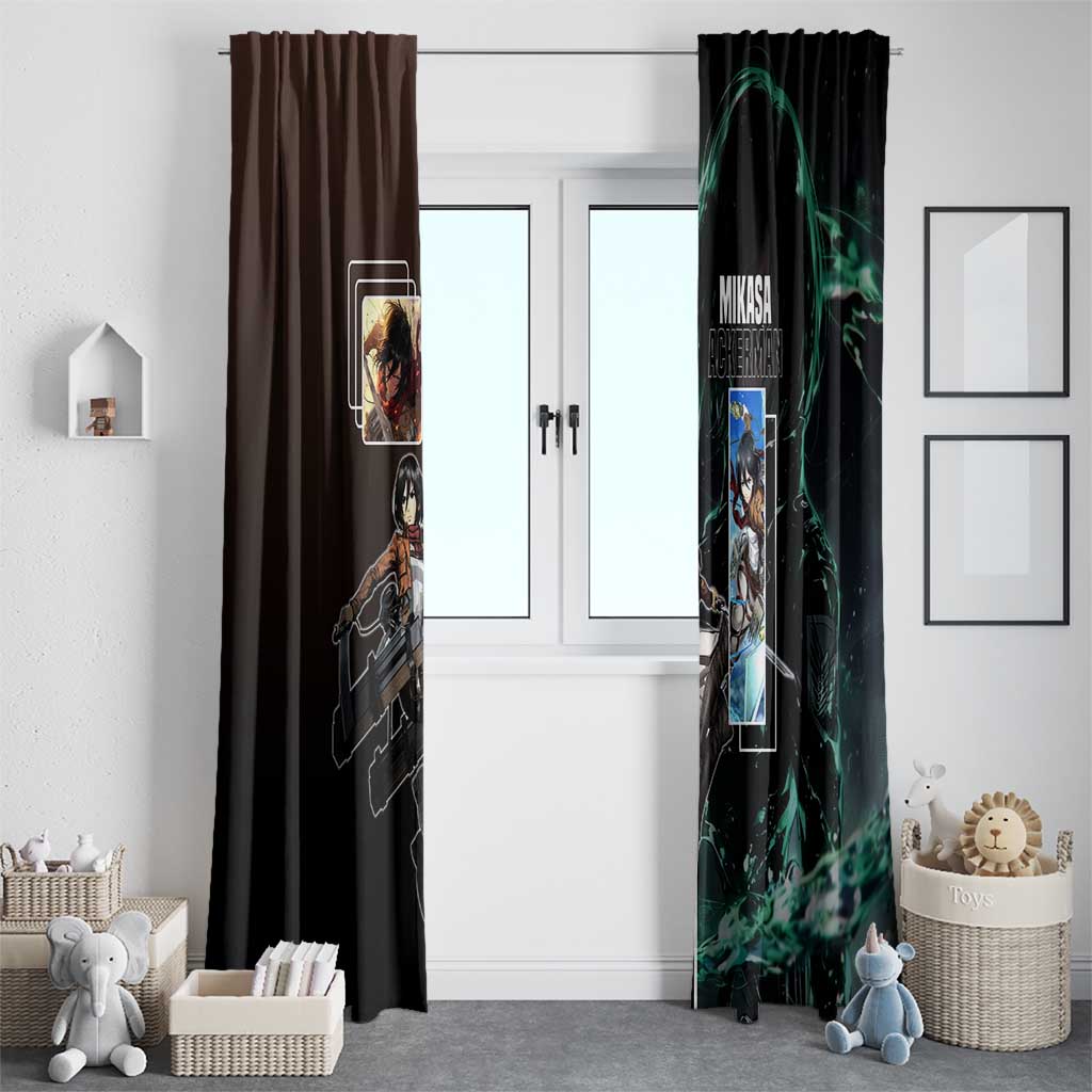 Mikasa Ackerman from Attack on Titan Window Curtain with Sword and Action Pose Design - The Mazicc