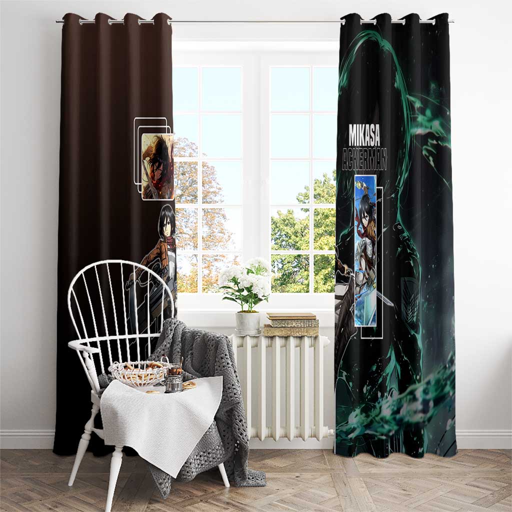 Mikasa Ackerman from Attack on Titan Window Curtain with Sword and Action Pose Design - The Mazicc