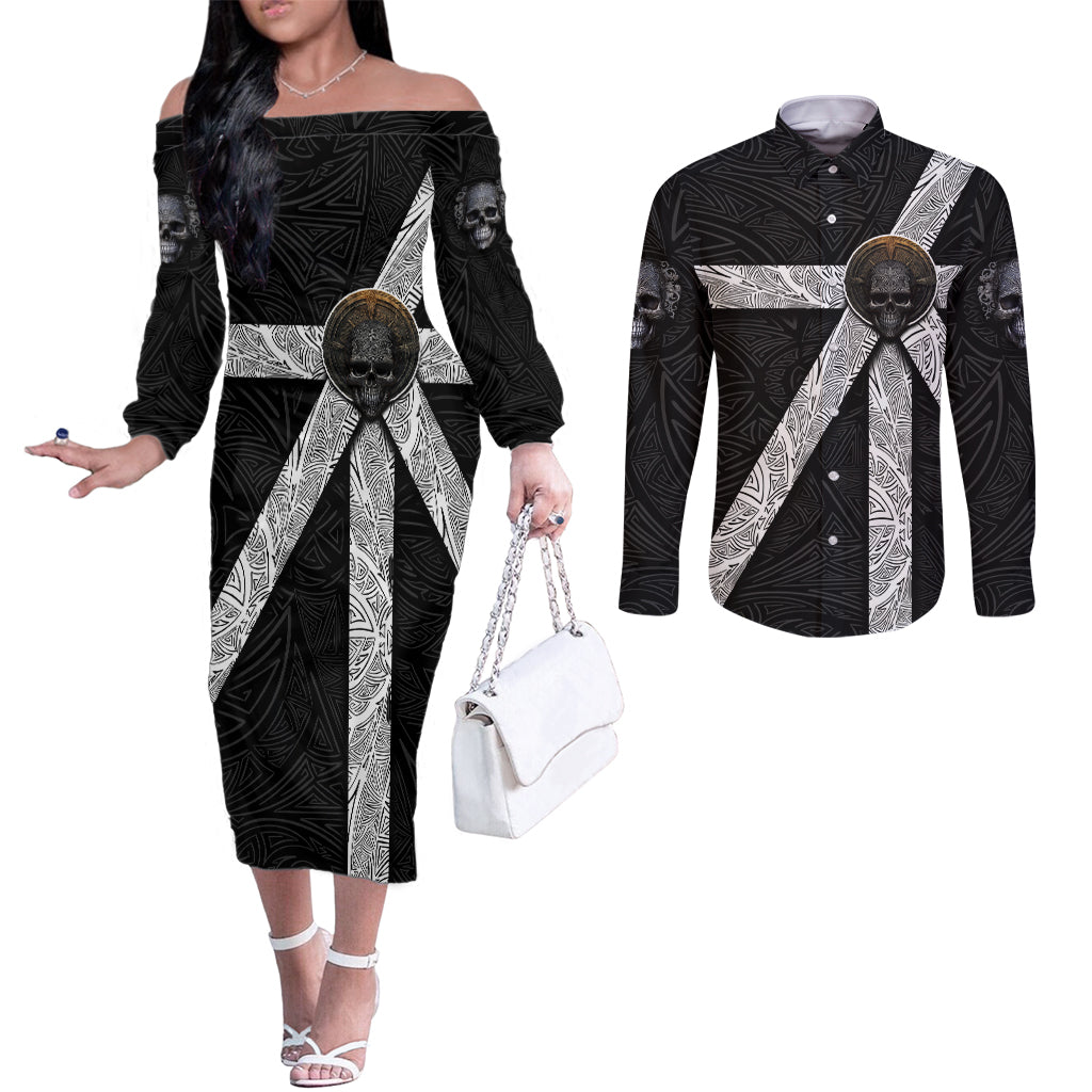 hell-pattern-skull-couples-matching-off-the-shoulder-long-sleeve-dress-and-long-sleeve-button-shirts-im-not-rode-i-just-hace-the-balls-to-say-what-everyone-else-is-thinking