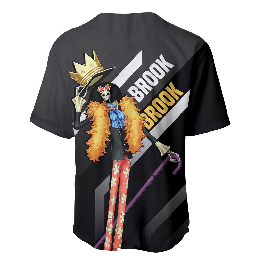 Brook One Piece Baseball Jersey with Skeleton Musician Pose and Stylish Design - The Mazicc