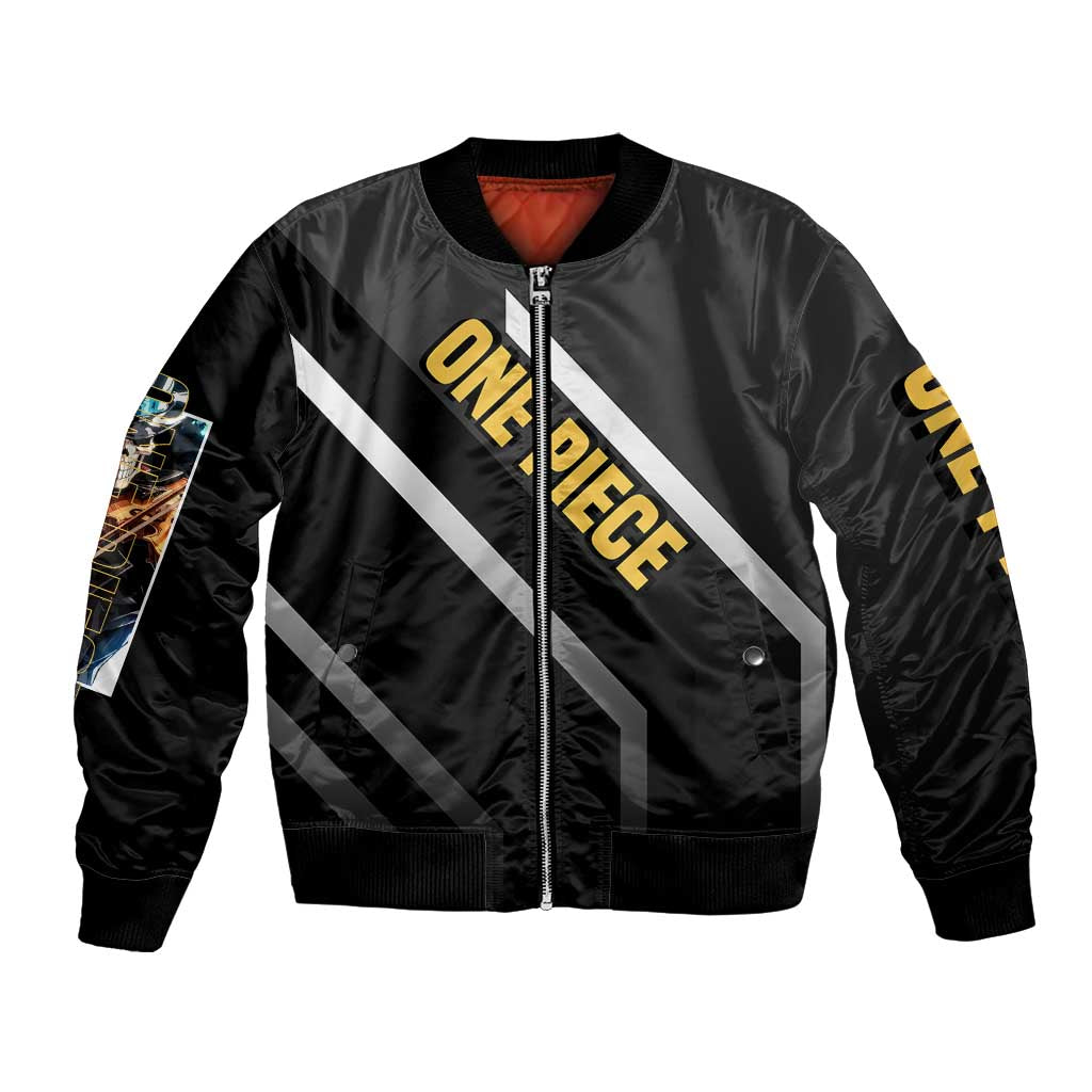 Brook One Piece Bomber Jacket with Skeleton Musician Pose and Stylish Design - The Mazicc