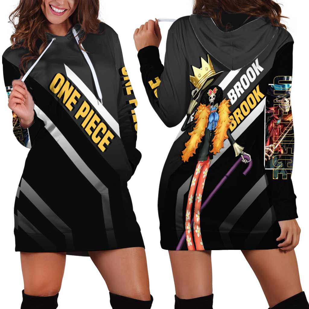 Brook One Piece Hoodie Dress with Skeleton Musician Pose and Stylish Design - The Mazicc