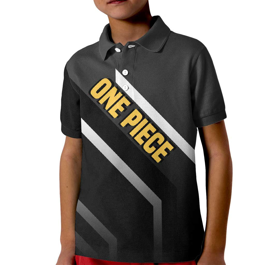 Brook One Piece Kid Polo Shirt with Skeleton Musician Pose and Stylish Design - The Mazicc