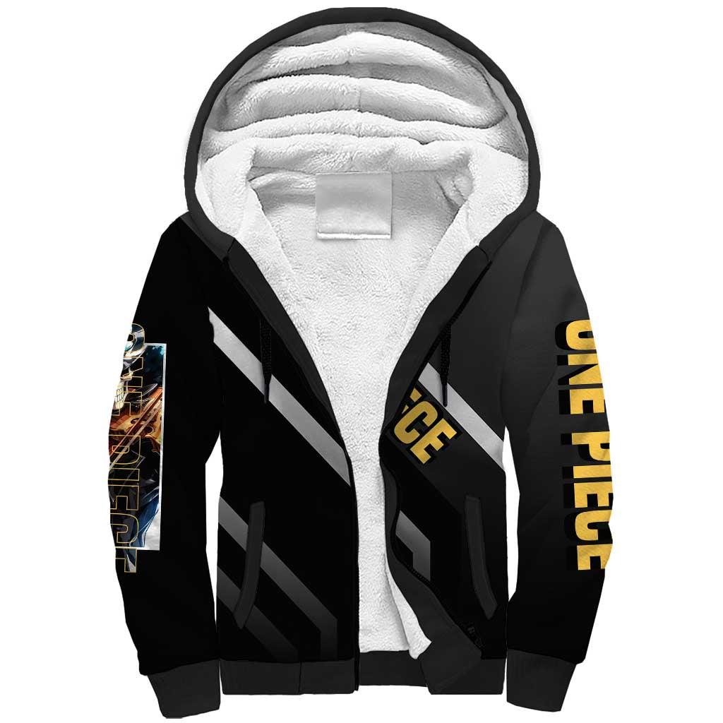 Brook One Piece Sherpa Hoodie with Skeleton Musician Pose and Stylish Design - The Mazicc