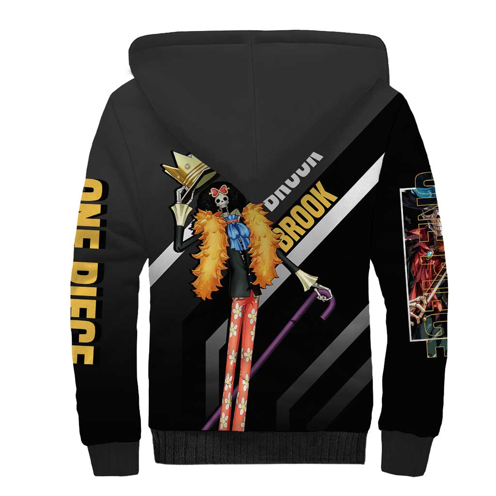 Brook One Piece Sherpa Hoodie with Skeleton Musician Pose and Stylish Design - The Mazicc