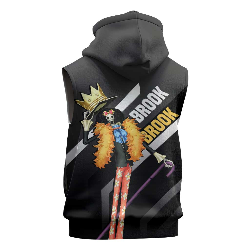 Brook One Piece Sleeveless Zip Hoodie with Skeleton Musician Pose and Stylish Design - The Mazicc