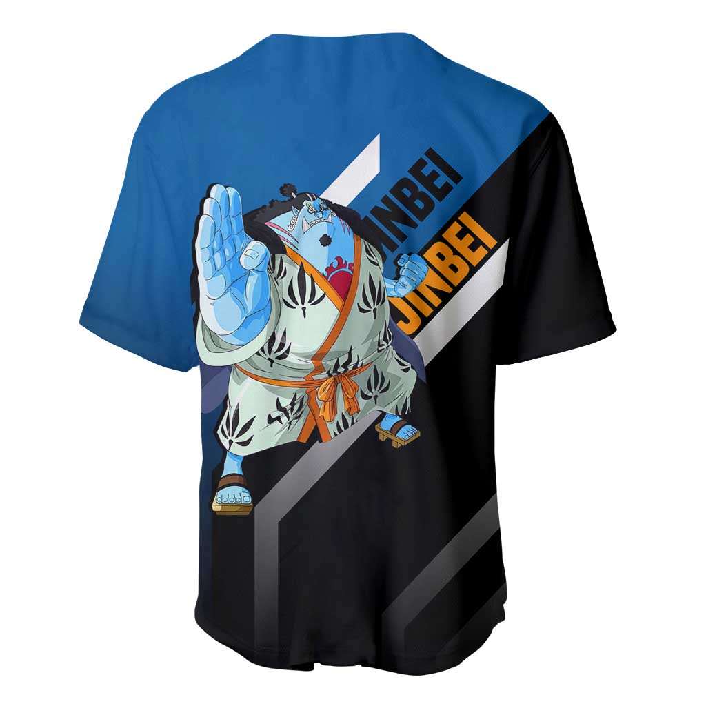 Jinbei One Piece Baseball Jersey with Fish-Man Warrior Pose and Ocean-Inspired Design - The Mazicc