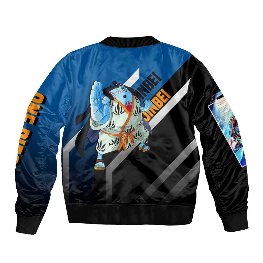 Jinbei One Piece Bomber Jacket with Fish-Man Warrior Pose and Ocean-Inspired Design - The Mazicc