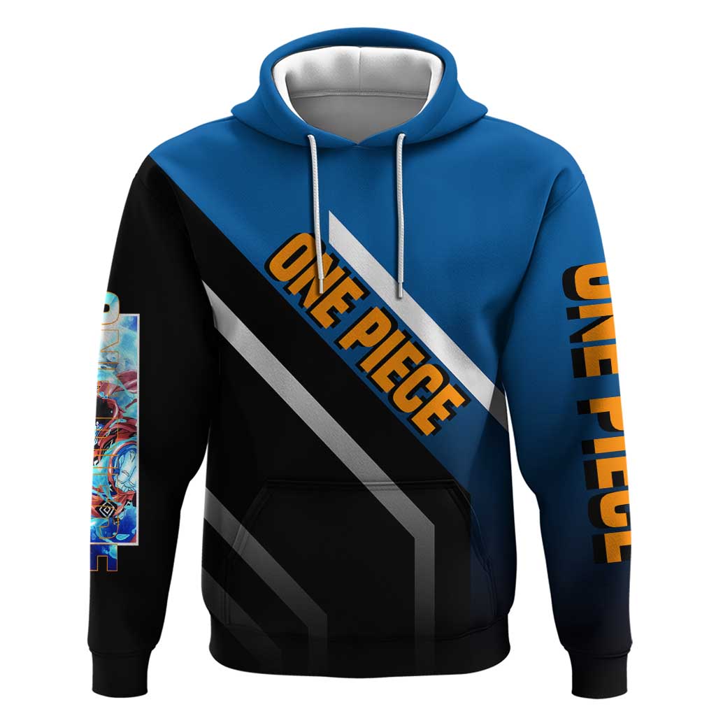 Jinbei One Piece Hoodie with Fish-Man Warrior Pose and Ocean-Inspired Design - The Mazicc