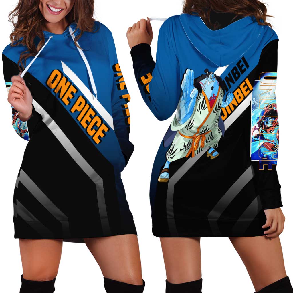 Jinbei One Piece Hoodie Dress with Fish-Man Warrior Pose and Ocean-Inspired Design - The Mazicc