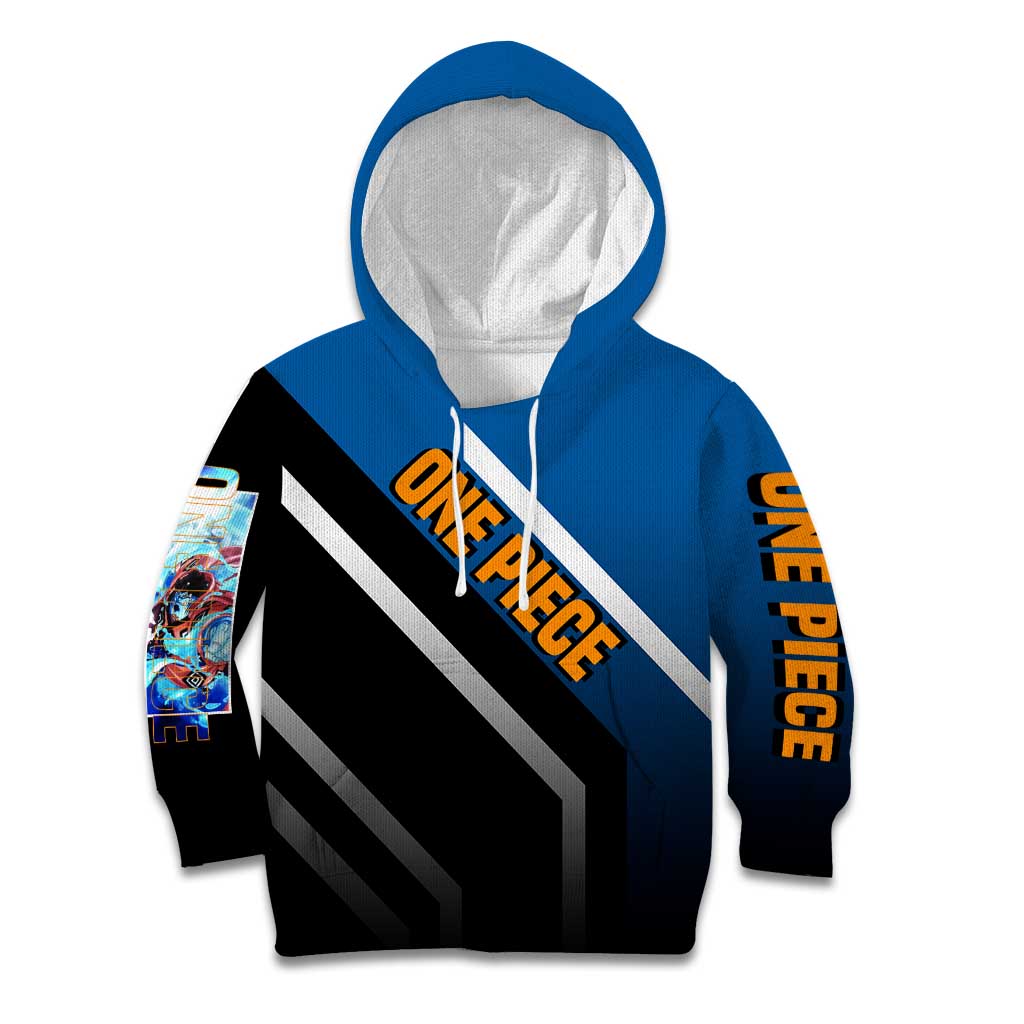 Jinbei One Piece Kid Hoodie with Fish-Man Warrior Pose and Ocean-Inspired Design - The Mazicc