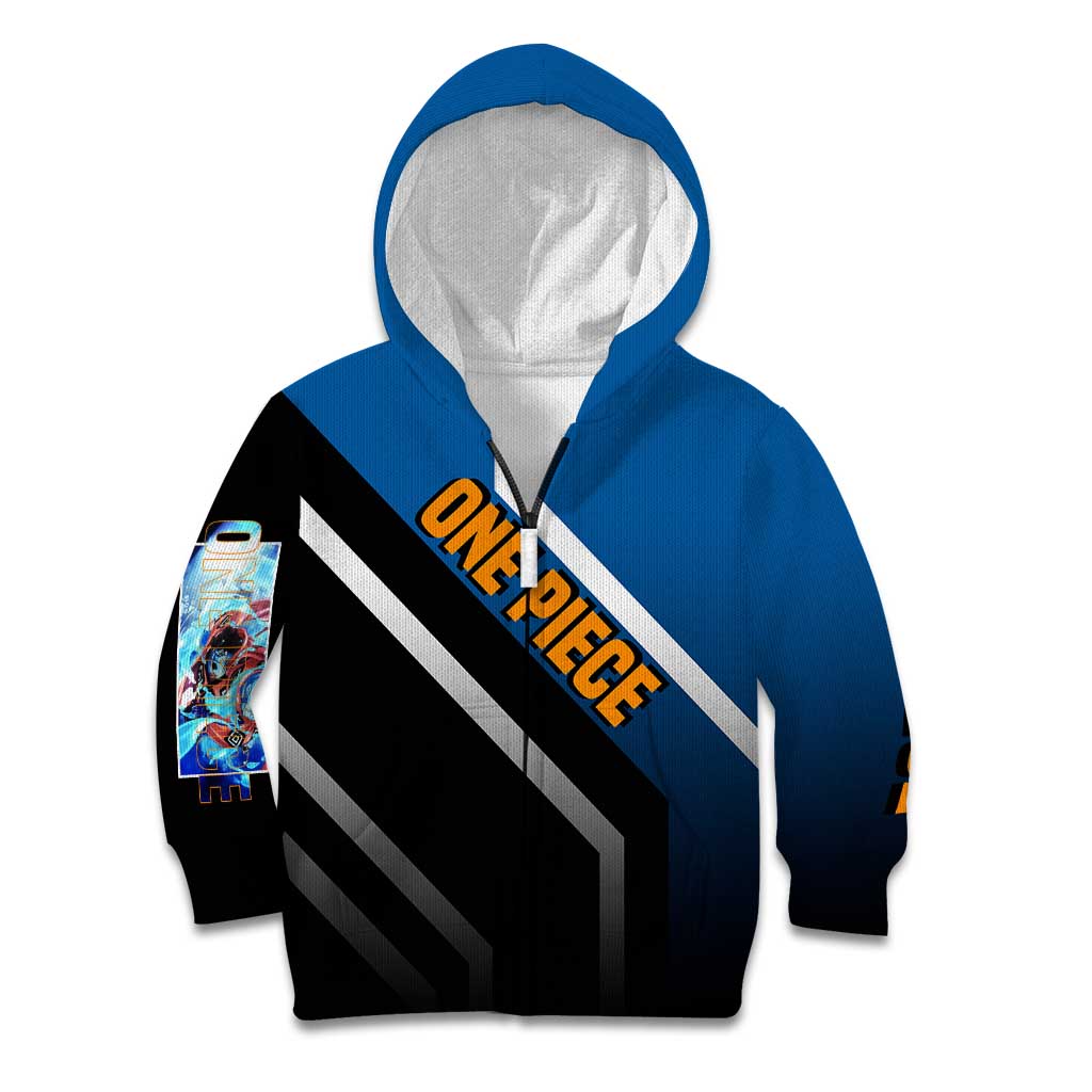 Jinbei One Piece Kid Hoodie with Fish-Man Warrior Pose and Ocean-Inspired Design - The Mazicc