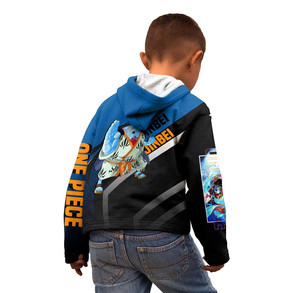 Jinbei One Piece Kid Hoodie with Fish-Man Warrior Pose and Ocean-Inspired Design - The Mazicc
