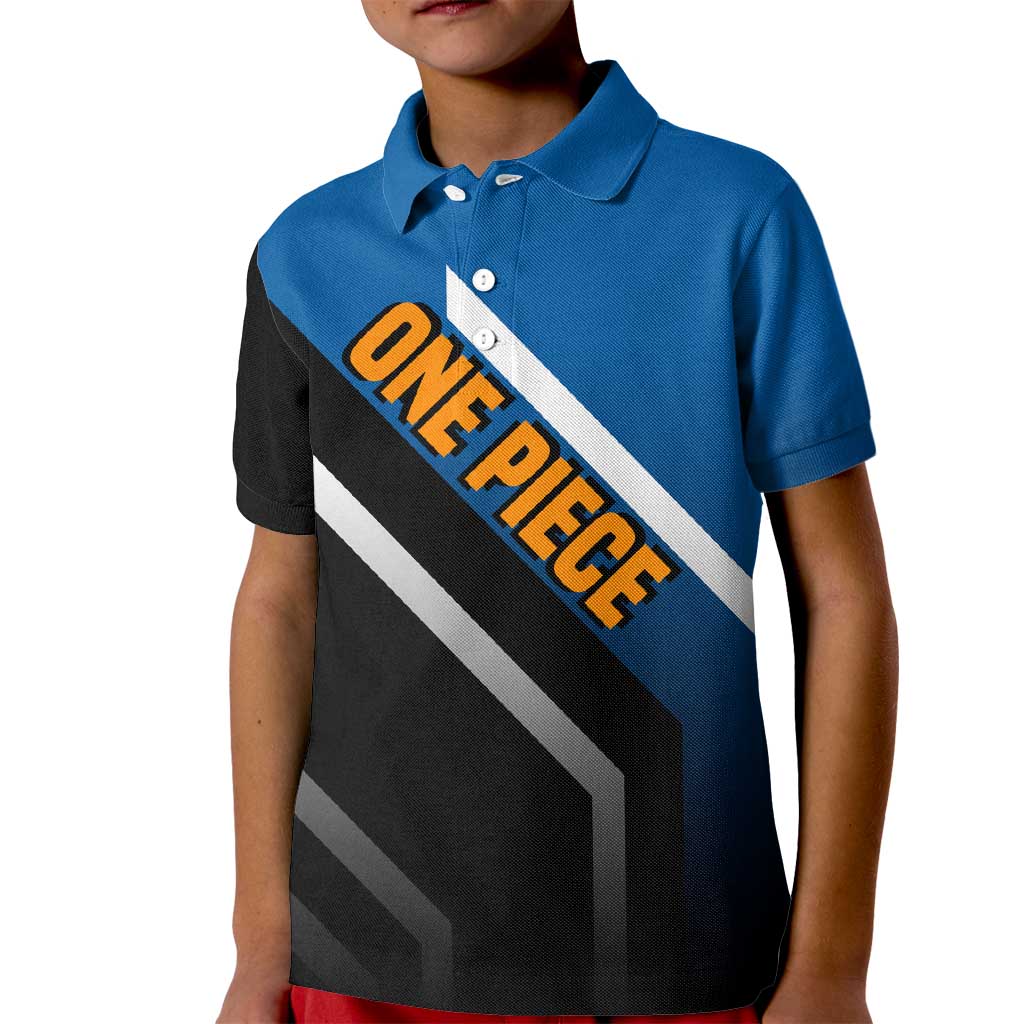Jinbei One Piece Kid Polo Shirt with Fish-Man Warrior Pose and Ocean-Inspired Design - The Mazicc