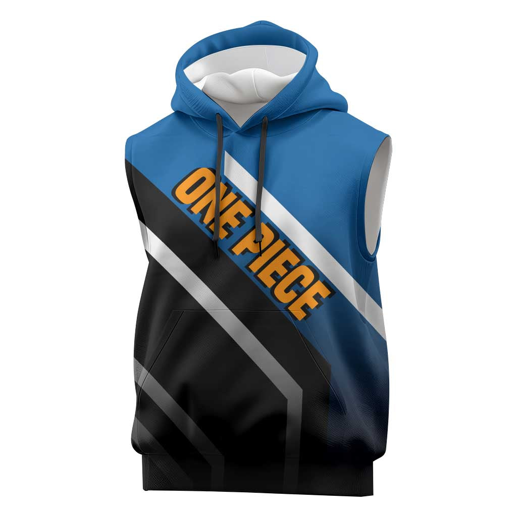 Jinbei One Piece Sleeveless Hoodie with Fish-Man Warrior Pose and Ocean-Inspired Design - The Mazicc
