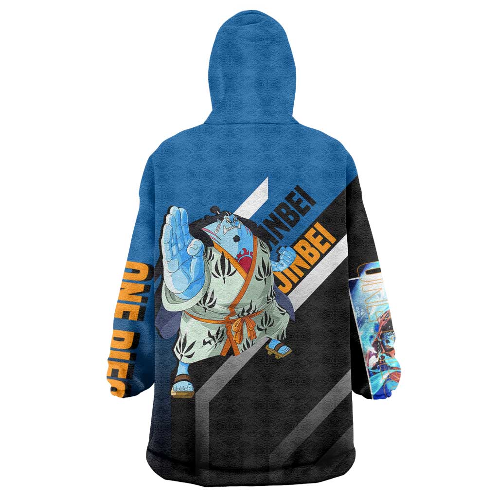 Jinbei One Piece Wearable Blanket Hoodie with Fish-Man Warrior Pose and Ocean-Inspired Design - The Mazicc