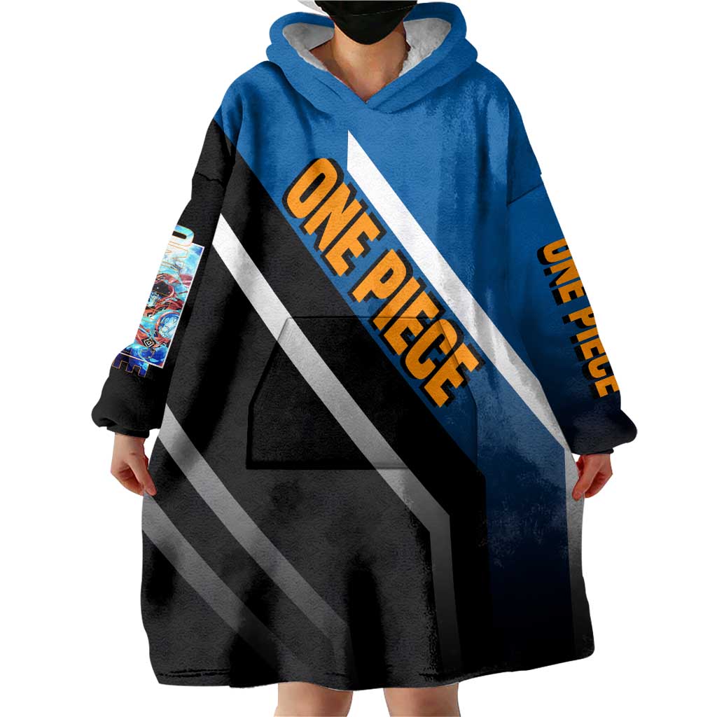 Jinbei One Piece Wearable Blanket Hoodie with Fish-Man Warrior Pose and Ocean-Inspired Design - The Mazicc