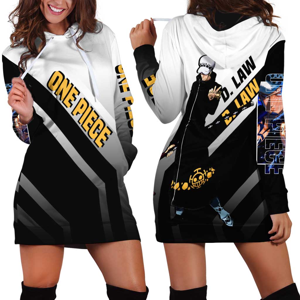 Trafalgar D. Law One Piece Hoodie Dress with Sword and Strategic Battle Pose Design - The Mazicc