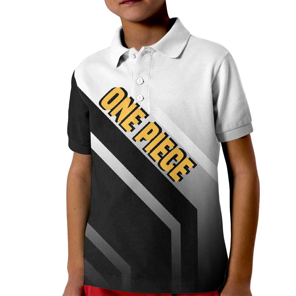 Trafalgar D. Law One Piece Kid Polo Shirt with Sword and Strategic Battle Pose Design - The Mazicc