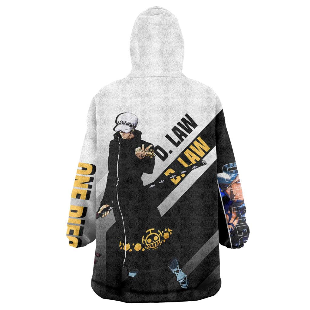 Trafalgar D. Law One Piece Wearable Blanket Hoodie with Sword and Strategic Battle Pose Design - The Mazicc