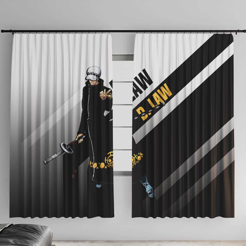Trafalgar D. Law One Piece Window Curtain with Sword and Strategic Battle Pose Design - The Mazicc