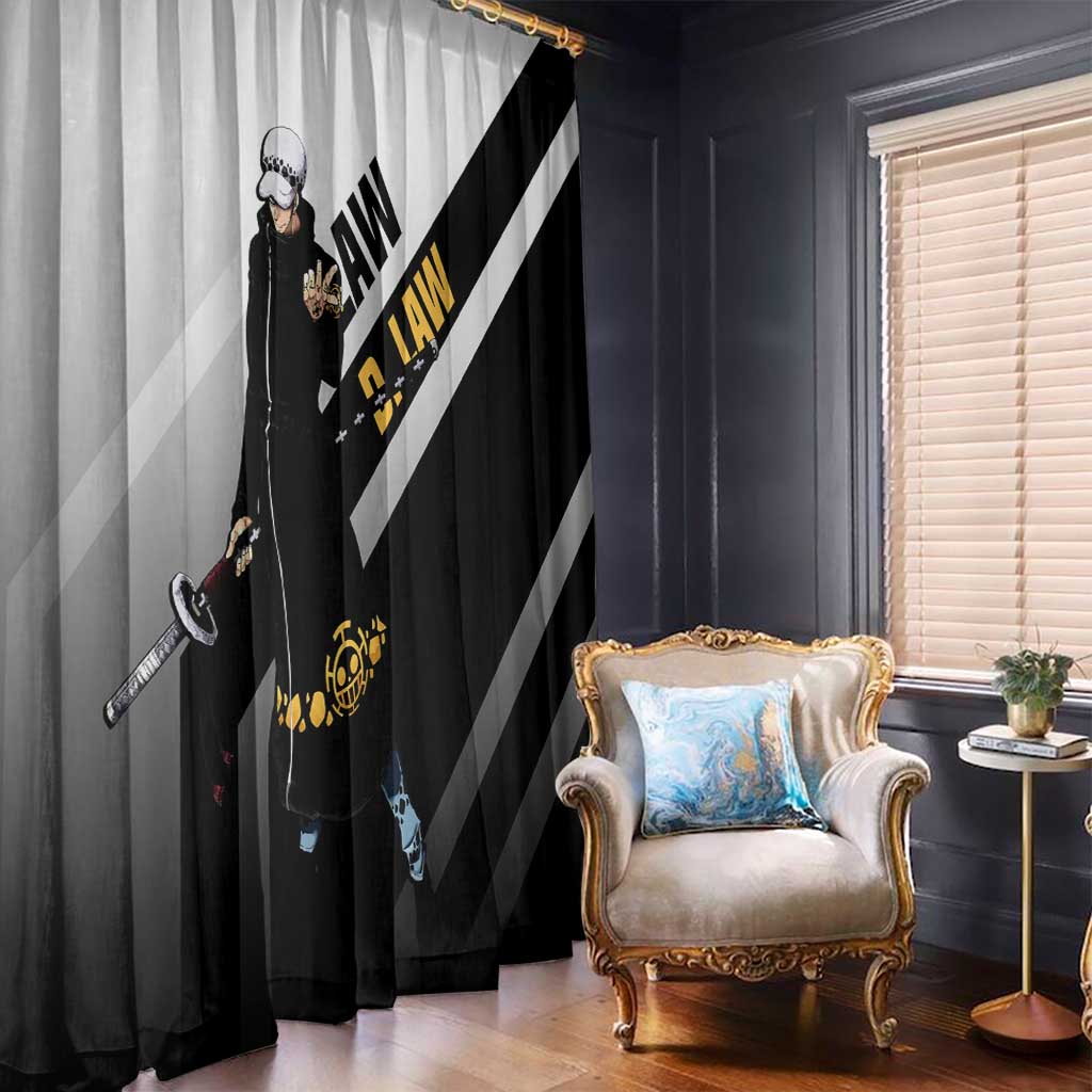 Trafalgar D. Law One Piece Window Curtain with Sword and Strategic Battle Pose Design - The Mazicc