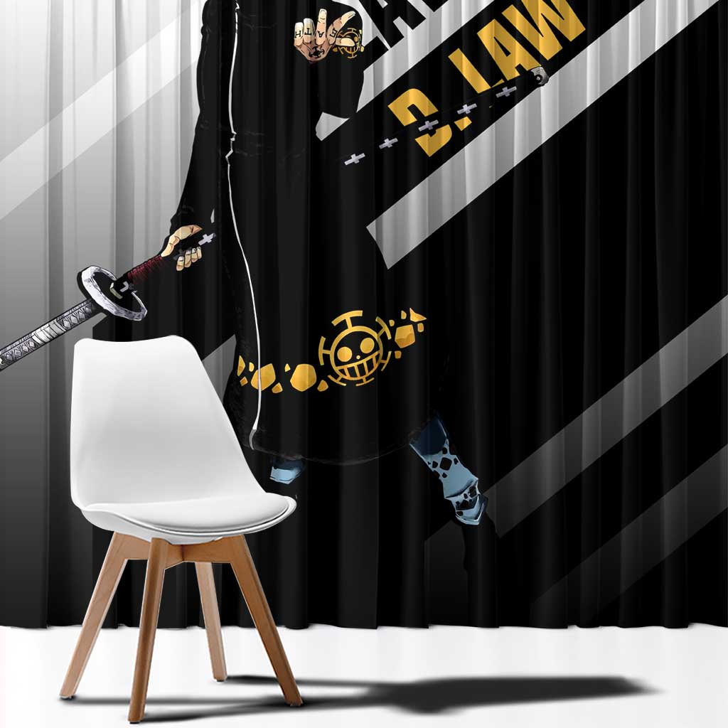 Trafalgar D. Law One Piece Window Curtain with Sword and Strategic Battle Pose Design - The Mazicc