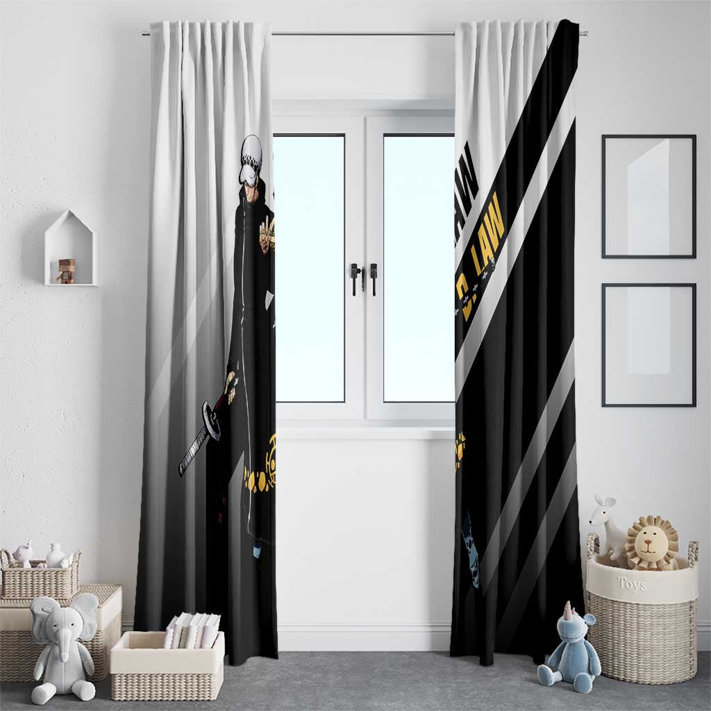 Trafalgar D. Law One Piece Window Curtain with Sword and Strategic Battle Pose Design - The Mazicc