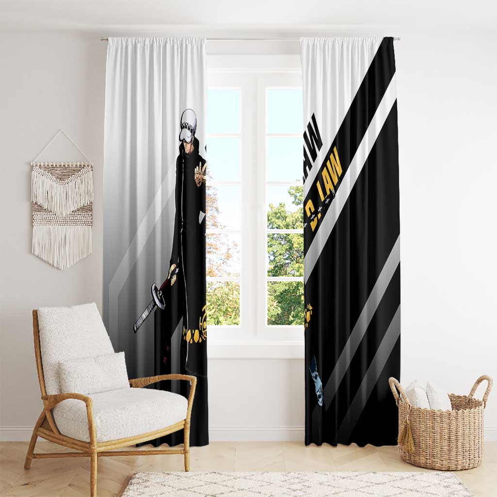 Trafalgar D. Law One Piece Window Curtain with Sword and Strategic Battle Pose Design - The Mazicc