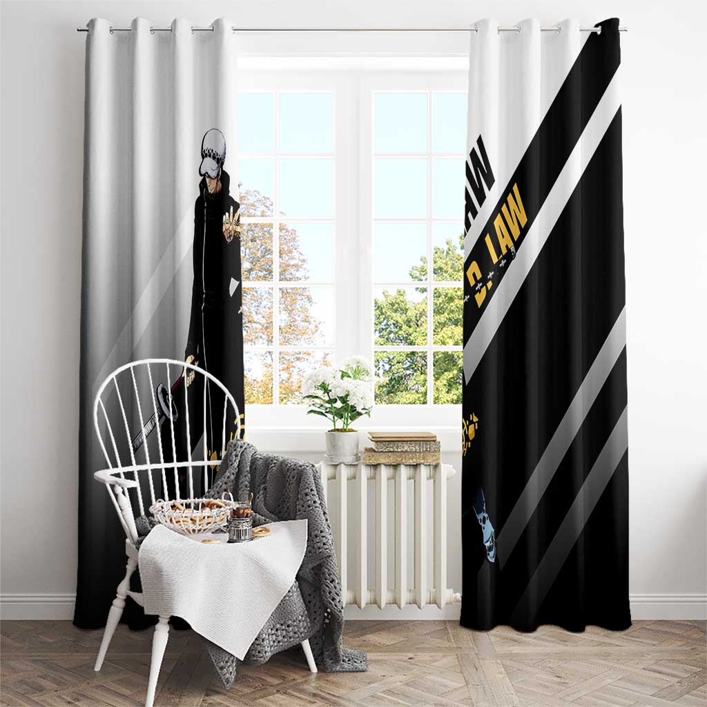 Trafalgar D. Law One Piece Window Curtain with Sword and Strategic Battle Pose Design - The Mazicc