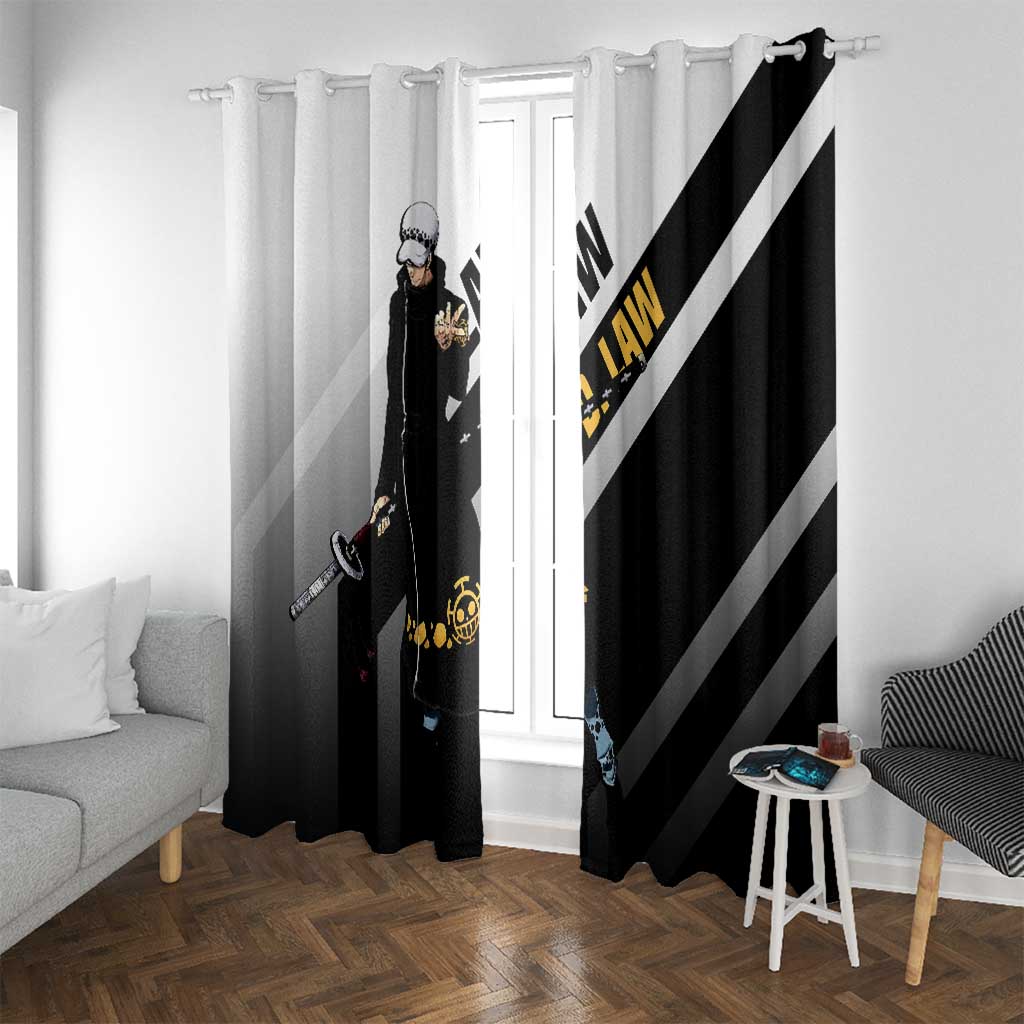 Trafalgar D. Law One Piece Window Curtain with Sword and Strategic Battle Pose Design - The Mazicc