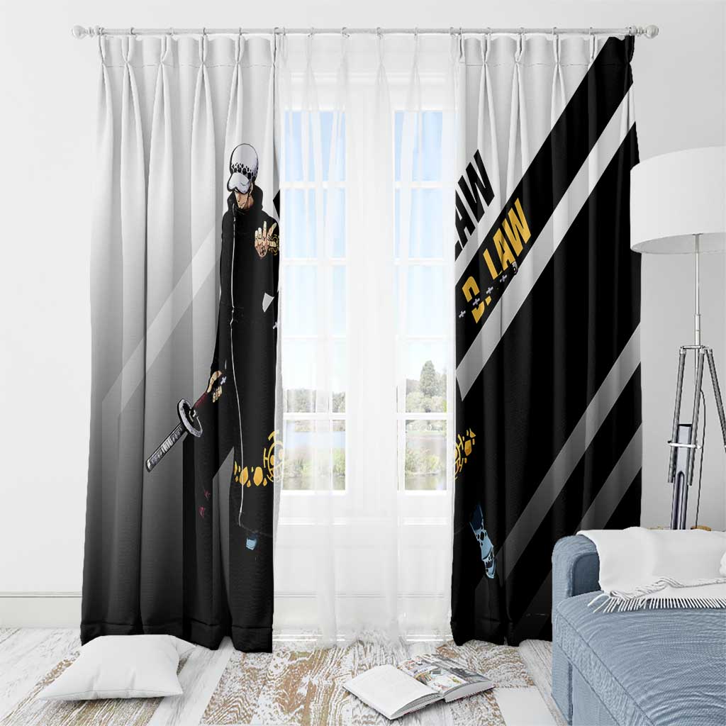 Trafalgar D. Law One Piece Window Curtain with Sword and Strategic Battle Pose Design - The Mazicc